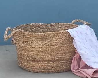 Nordic creative large laundry basket with jute handles home storage basket huge Khaki laundry basket  toy organization wedding gift AUCCRA