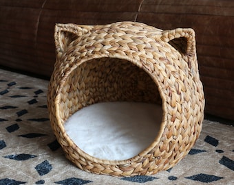 Lovely straw cat house water hyacinth pet bed dog house four seasons universal removable and washable/s/New Year giftsChristmas