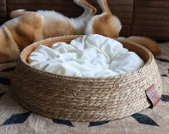 Rustic round straw and cotton rope cat bed cattail pet bed pet supplies four seasons universal washable/s/sChristmas