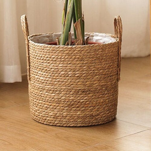 Rustic Straw Basket With Handles Laundry Basket Jute Ropes Etsy