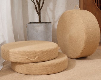 naturallifestyle Handmade Rustic Straw Ball Cushion Pouf Ottoman Floor Seating Footstool Home Decor Furniture