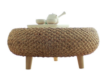 Round low wood coffee table/straw tea table/brown wood dinning table/tatami table/bay window table wedding gift/sChristmas