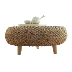 Round low wood coffee table/straw tea table/brown wood dinning table/tatami table/bay window table wedding gift/sChristmas