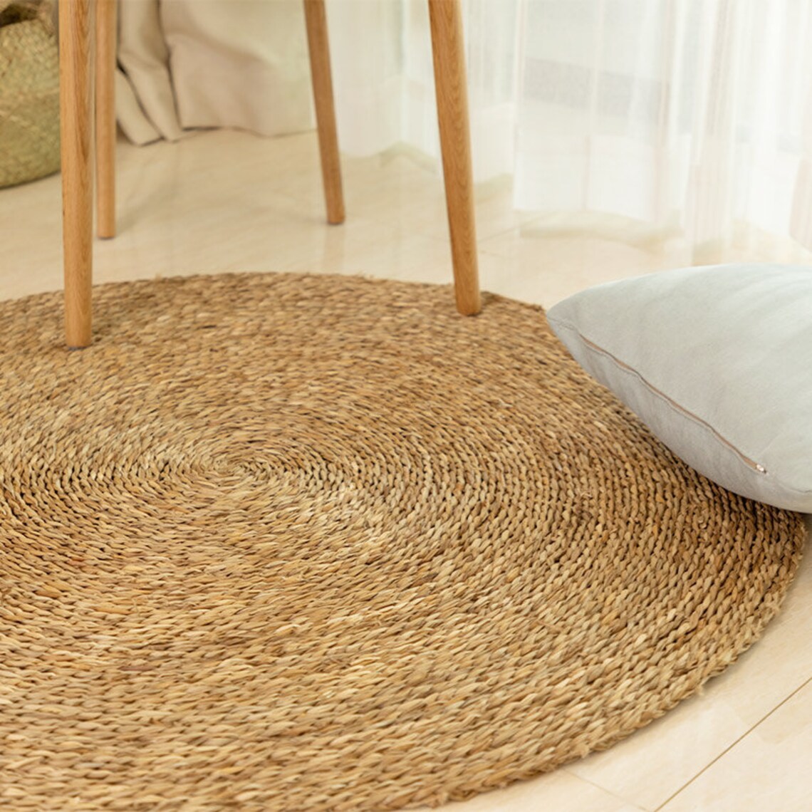 Water grass woven straw floor mats rugs handmade round Etsy