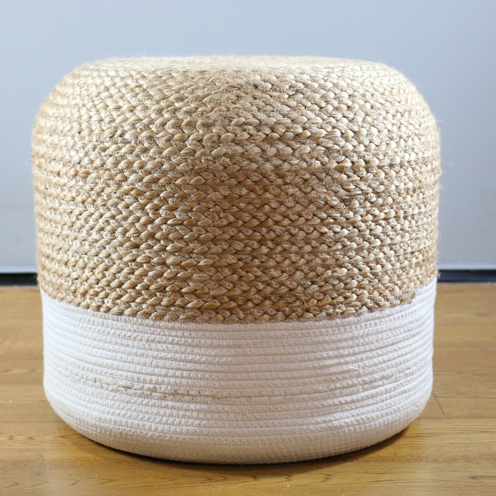 Custom size chic brown round jute floor cushions jute side Etsy