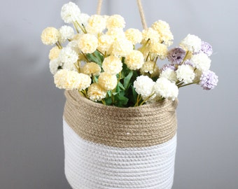 Chic white coiled rope basket unique jute planter wedding gift storage basket Valentine's Day gifts/s/Christmas giftsChristmas