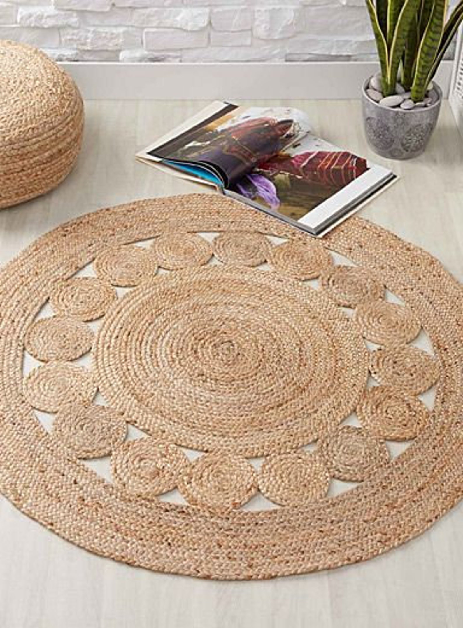 CUSTOM Round Brown Woven Jute Rug Straw Floor Mats Rugs Etsy