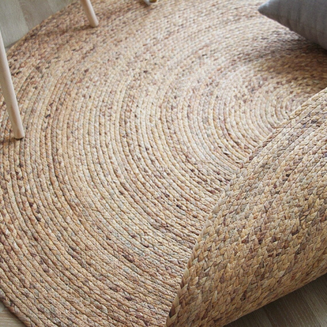 CUSTOM round brown woven seagrass rug straw floor with Etsy