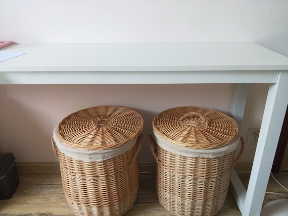 Rattan Basket, Storage Basket with Lid, Woven Basket for Kitchen