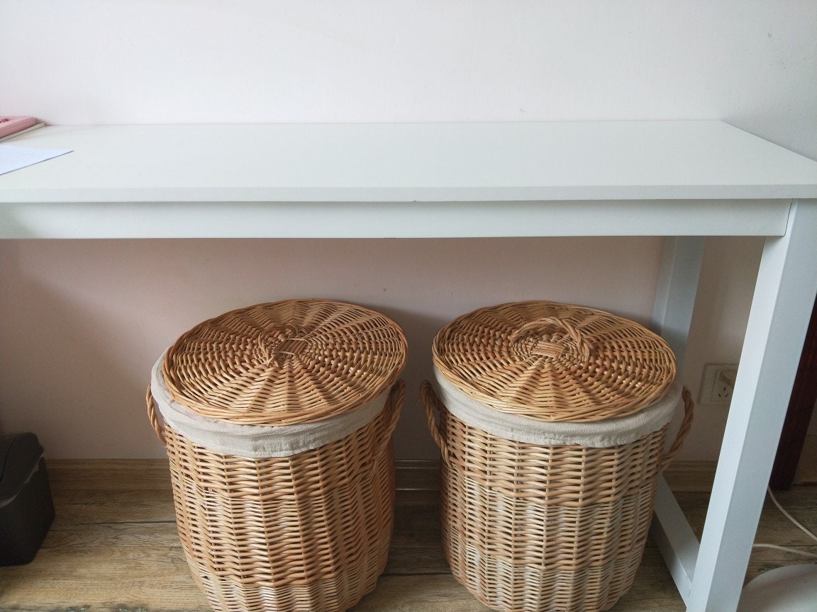 Large Wicker Laundry Hamper With Lid Laundry Basket Kitchen Etsy