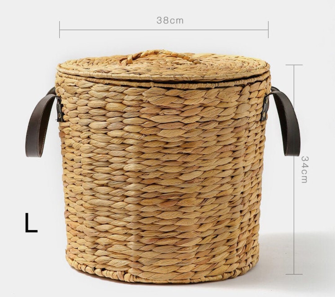 Chic Straw Basket With Cover Lining Straw Laundry Basket Etsy