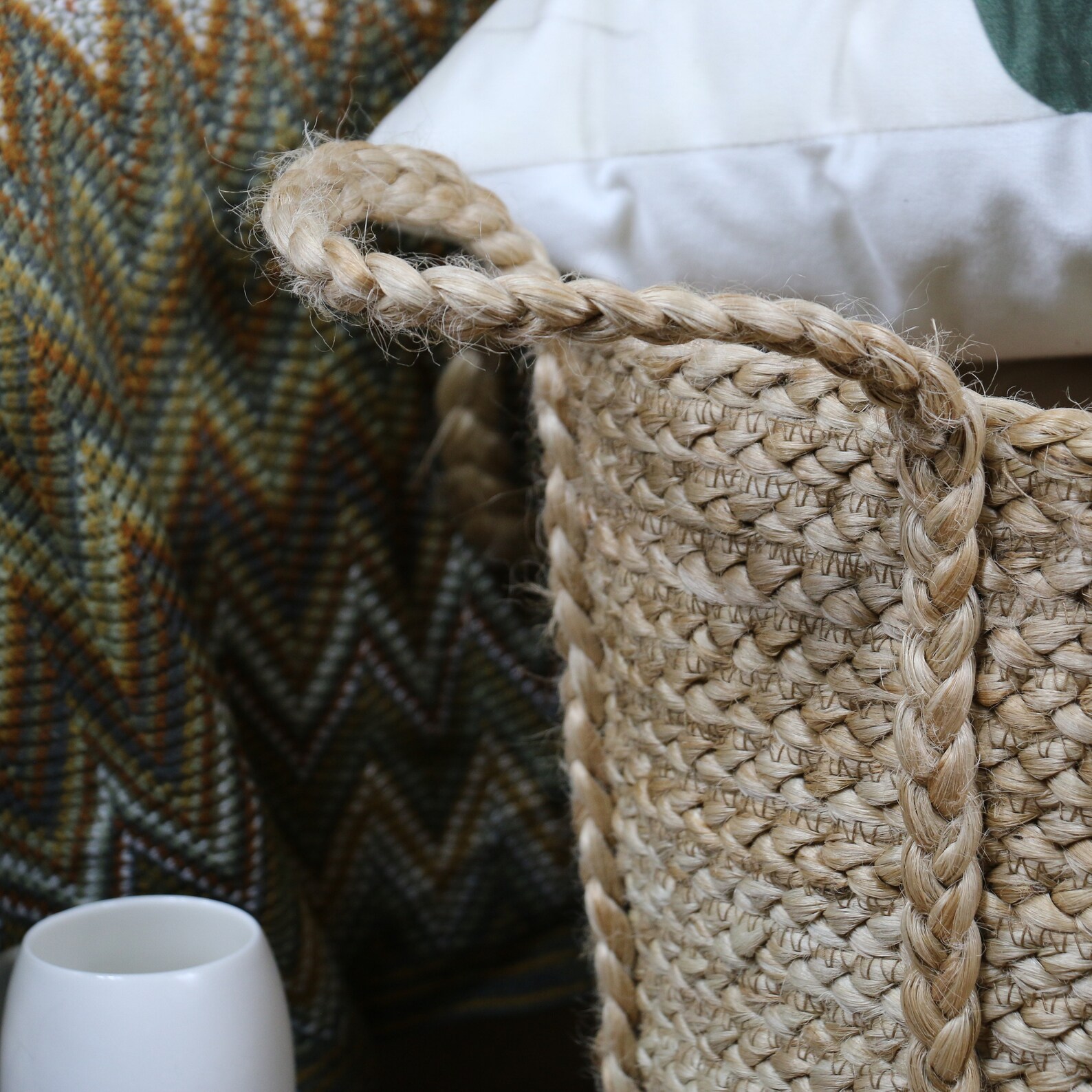 Cestas de yute grandes y fuertes con cuatro mangos de yute | Etsy