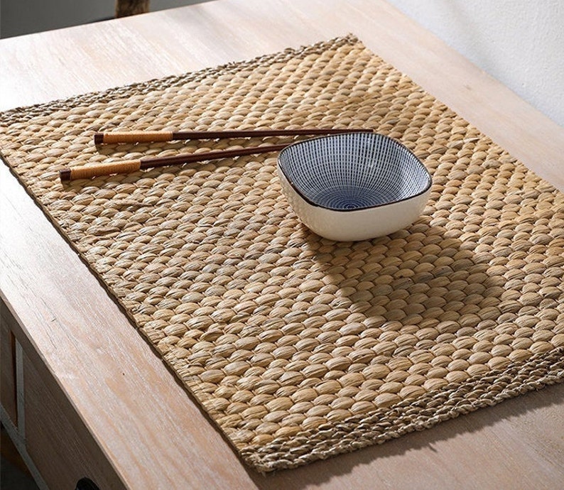 Vintage Handwoven Rectangular Water Hyacinth Placemats/wedding Etsy