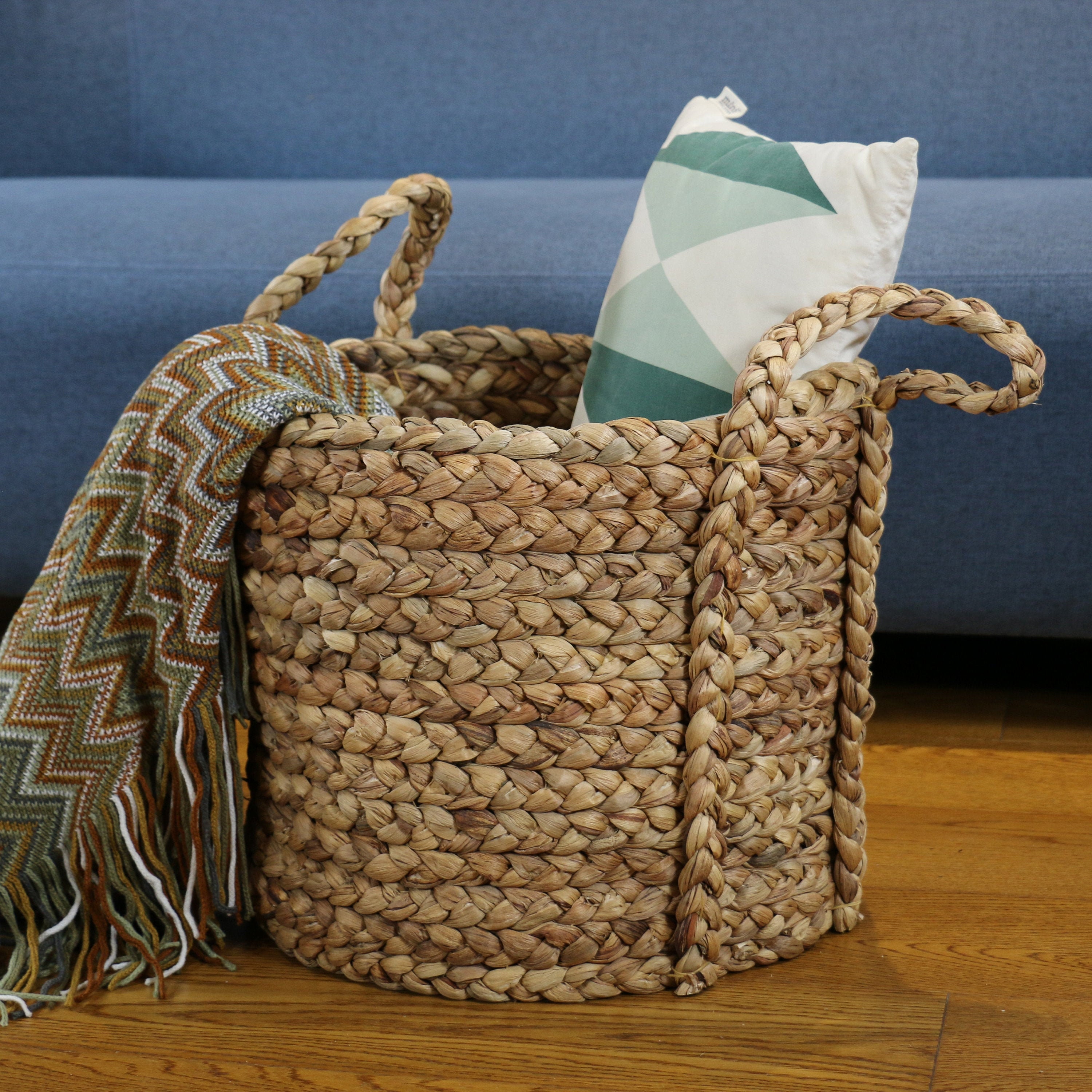 Hand-woven Water Hyacinth Storage Basket Wedding Gift Laundry Basket  Kitchen Storage Food Storage Laundry Basket Auccra/schristmas 