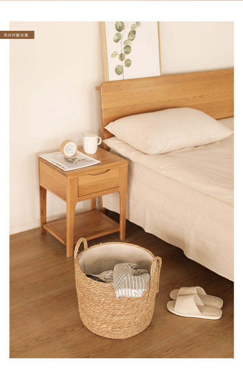 Rustic Straw Basket With Cloth Lining Laundry Basket With Etsy