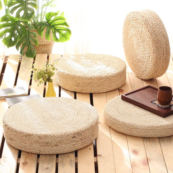 UK Round Pouf Tatami Cushion Floor Grass Cushions Meditation Soft Yoga Mat 40cm