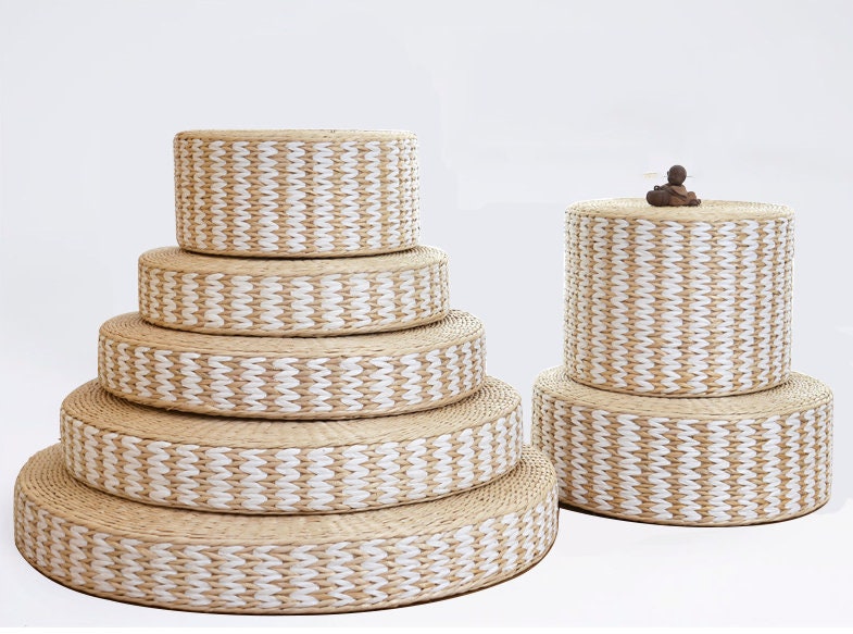CUSTOM SIZE Beige brown and white round rustic floor cushions Etsy