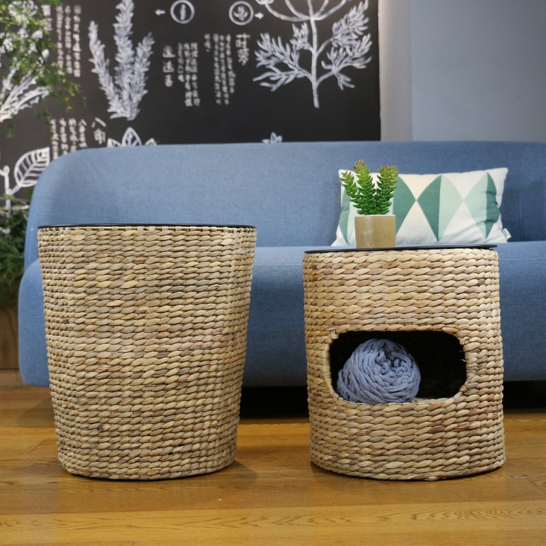 Stylish Pet Bed Side Table Chic Round Storage Coffee Table Etsy