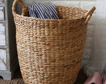 Hand-woven water hyacinth storage basket  wedding gift  laundry basket  kitchen storage food storage  laundry basket  AUCCRA/Christmas gifts