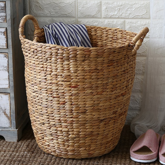 Hand-woven Water Hyacinth Storage Basket Wedding Gift Laundry