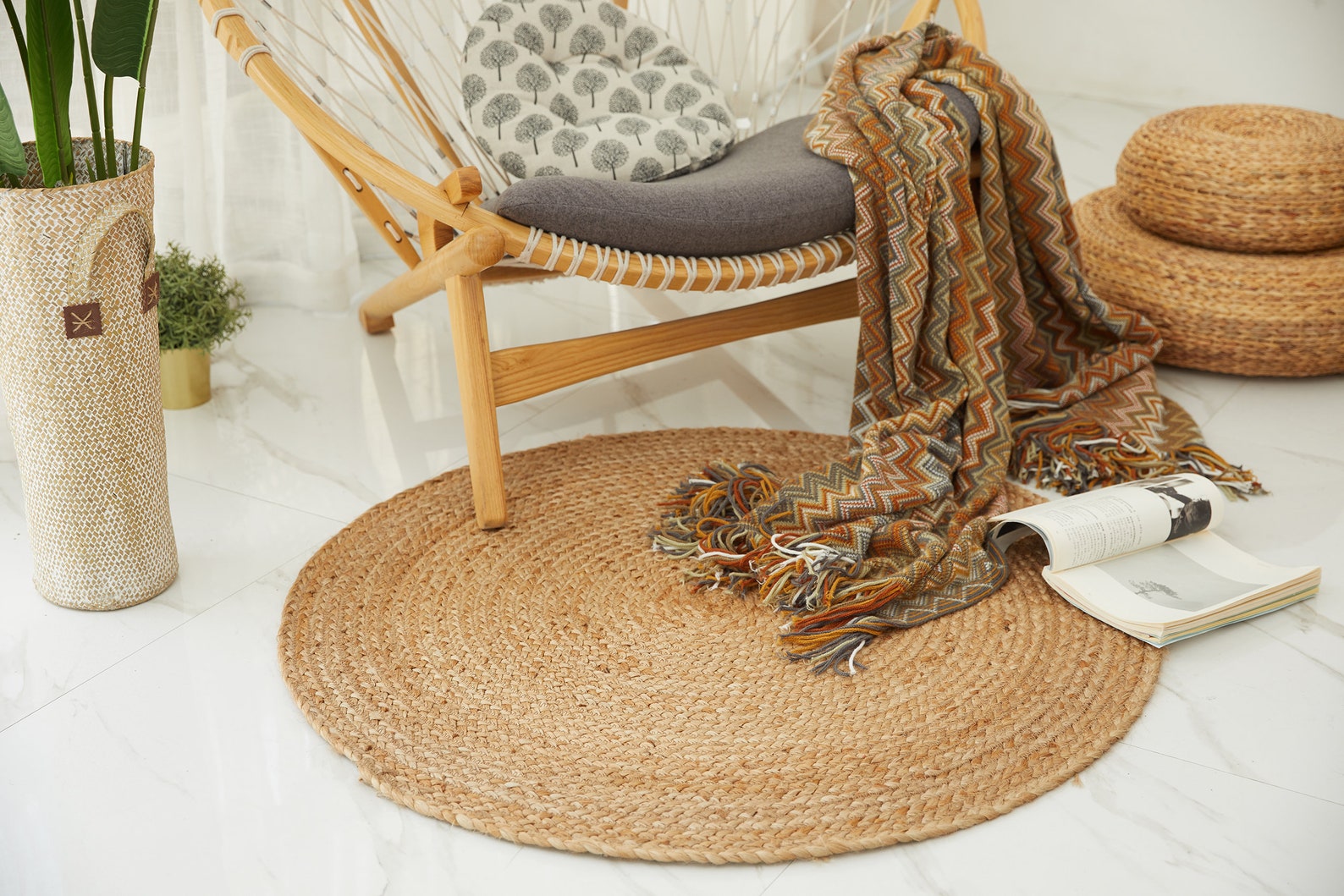 CUSTOM Round Brown Woven Jute Rug Straw Floor Mats Rugs Etsy