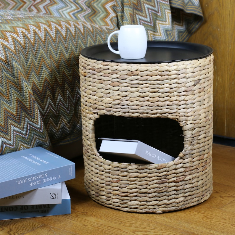 Stylish Pet Bed Side Table Chic Round Storage Coffee Table Etsy