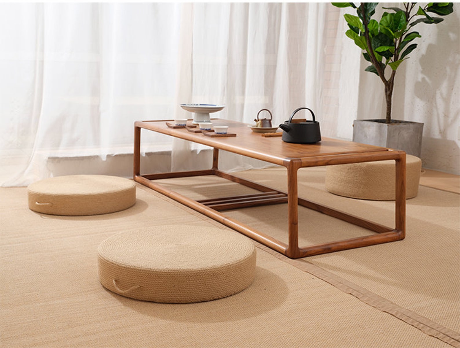 Rustic Round JUTE Floor Cushion With Handle Straw Floor Pouf Etsy