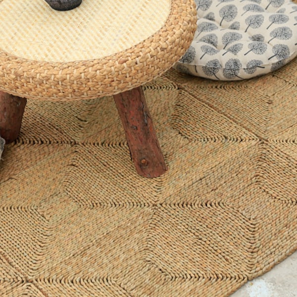 Custom brown seagrass rug straw floor mats handmade bedroom area mat tatami mat carpet picnic rug custom yoga mat meditation floor mats