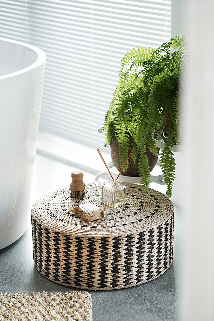 CUSTOM SIZE Beige brown and white round rustic floor cushions Etsy