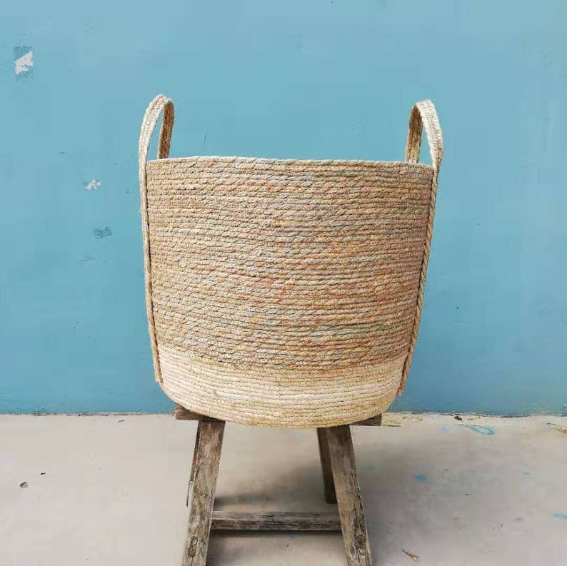 Schicker rustikaler geflochtener Strohkorb mit Griffen Stroh | Etsy