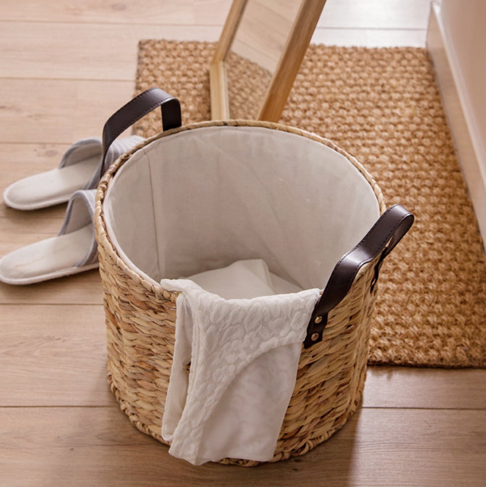 Chic Straw Basket With Cover Lining Straw Laundry Basket Etsy