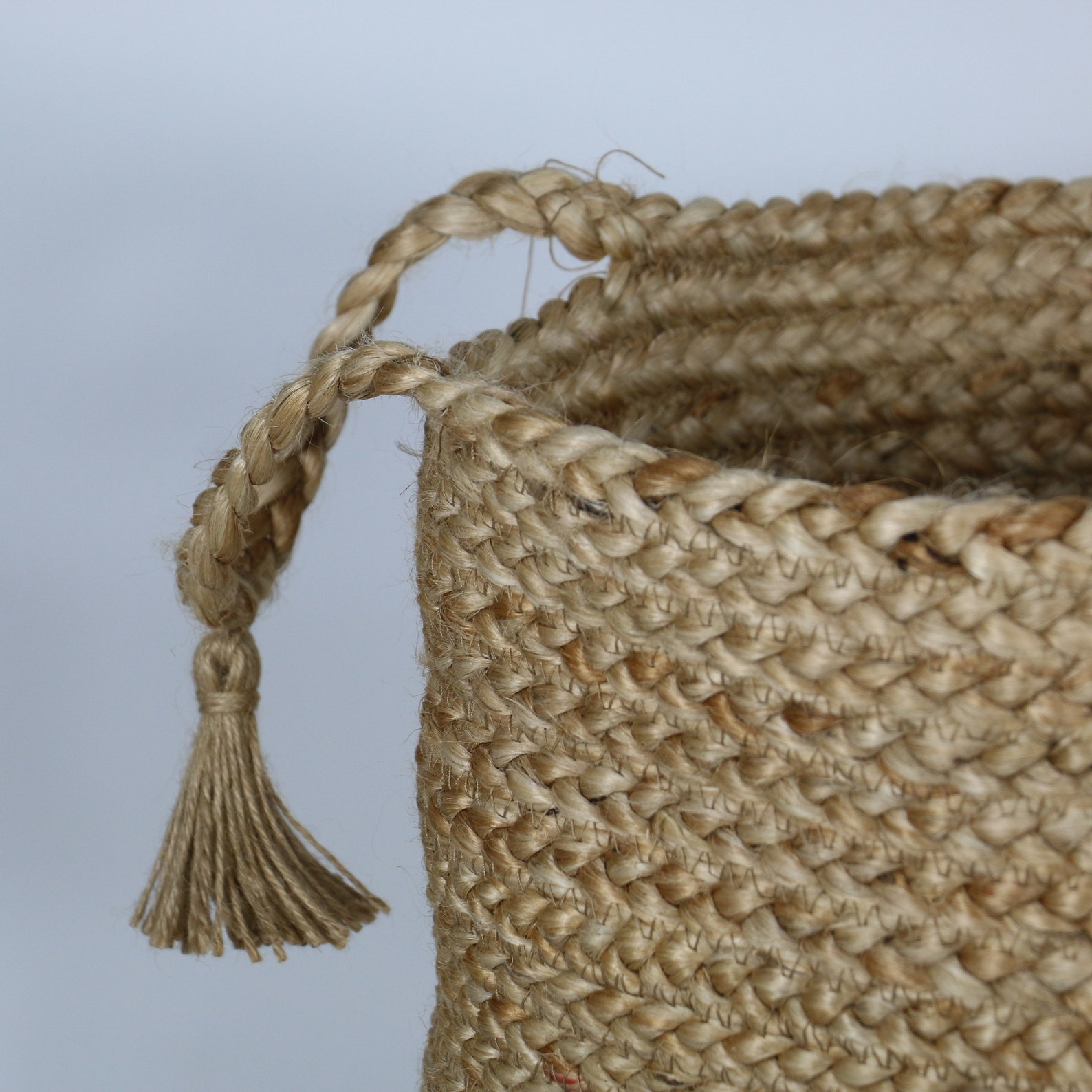 Large Strong Jute Baskets With Tassels Round Laundry Baskets Etsy