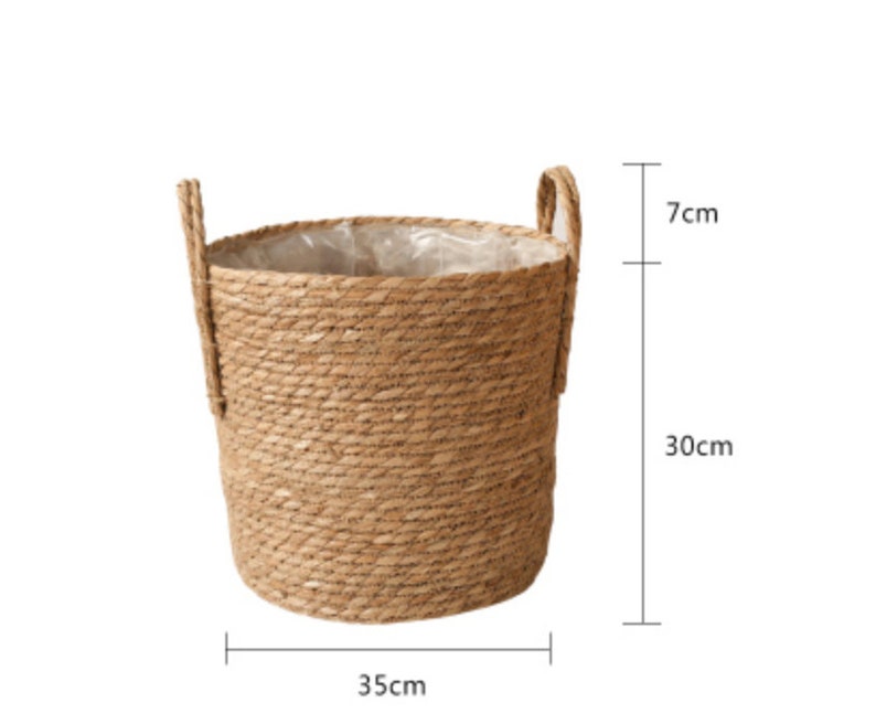 Rustic straw basket with cloth lining laundry basket with Etsy