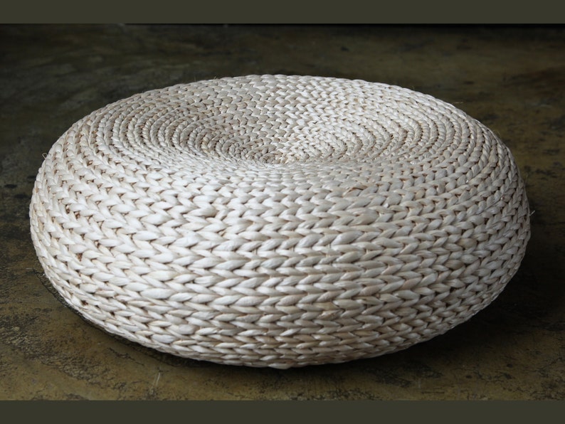 Round Rustic Floor Cushions Zafu Zabuton Floor Pouf Straw Pouf Etsy