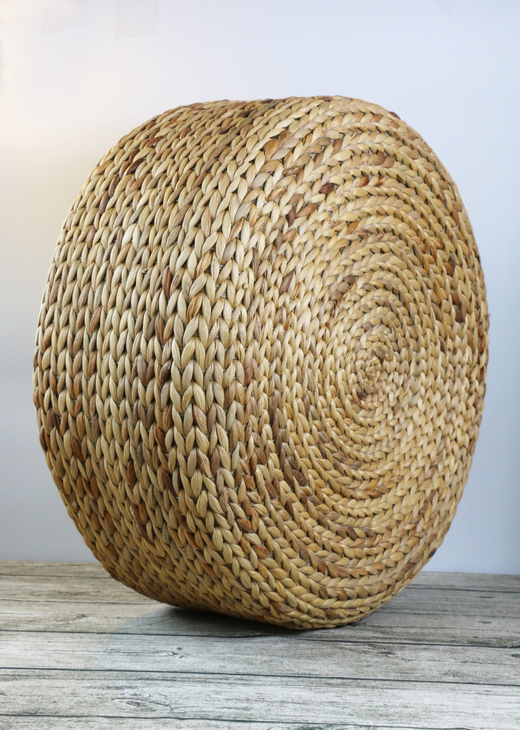 Round Rustic floor cushions straw floor pouf Pouf ottoman Yoga Etsy