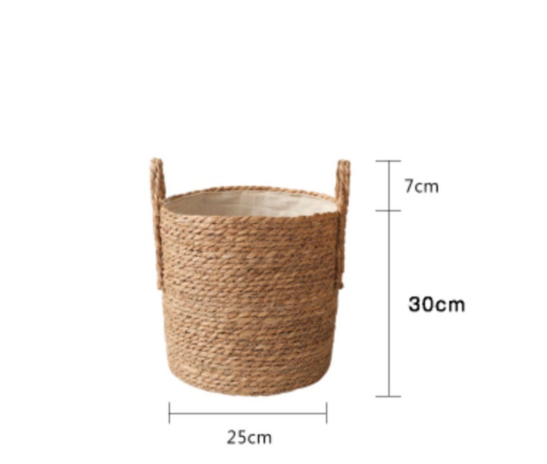 Rustic Straw Basket With Cloth Lining Laundry Basket With Etsy