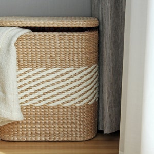 Handwoven square laundry hamper storage basket rustic home decor straw basket laundry basket wedding gift storage footstool/sChristmas