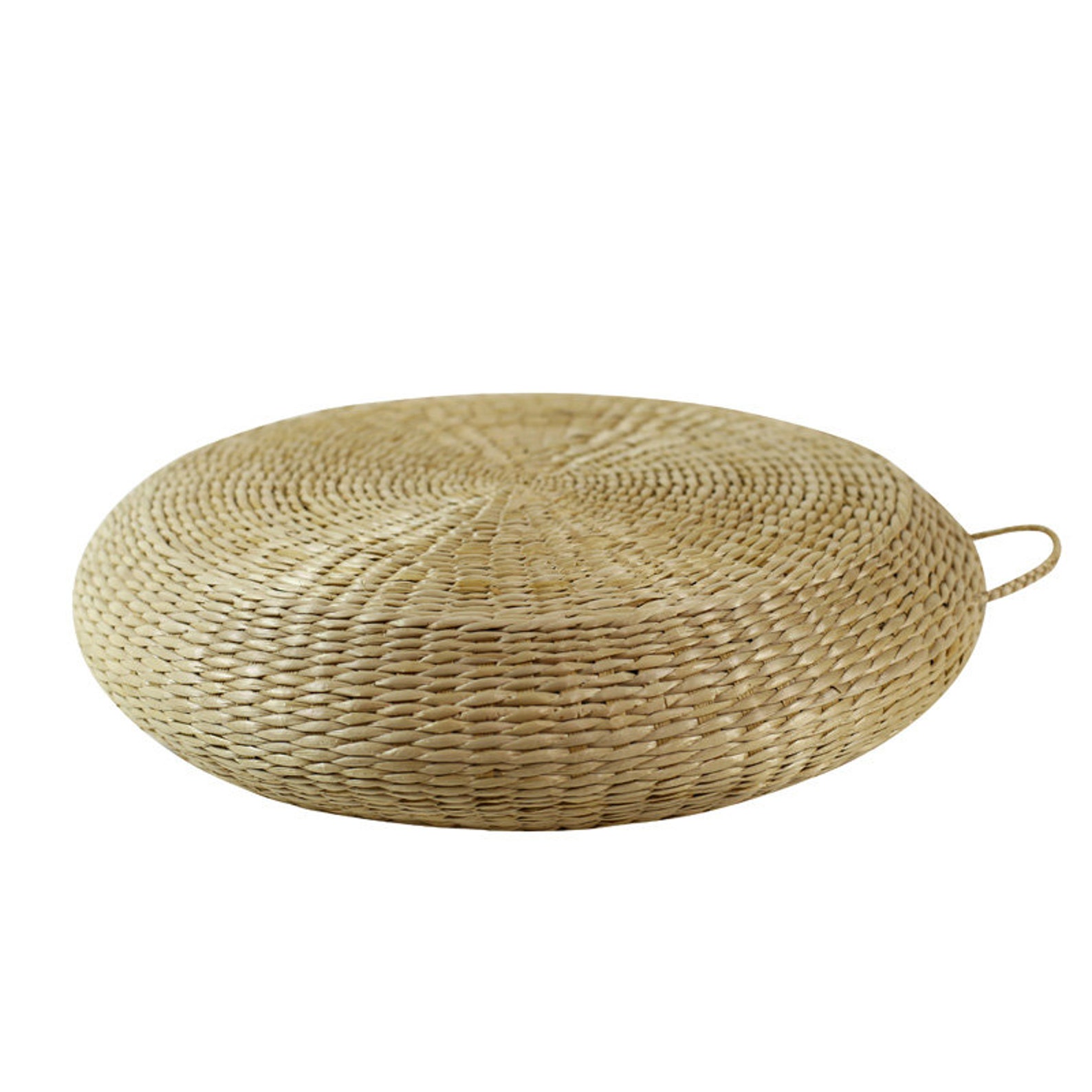 Straw Round Floor Cushion With Handle Floor Pouf and Ottoman Etsy