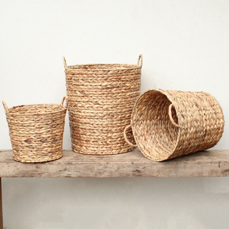 Rustic Straw Basket Flower Pot Holder Plant Holders Straw Etsy