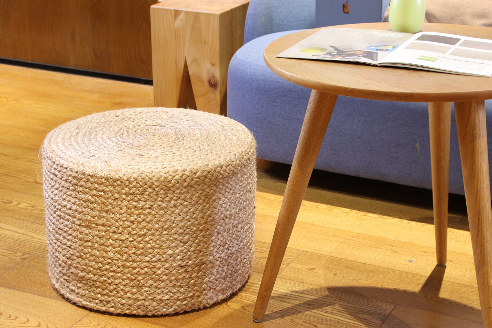 Custom size chic brown round jute floor cushions jute side Etsy