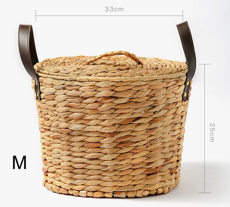 Chic Straw Basket With Cover Lining Straw Laundry Basket Etsy