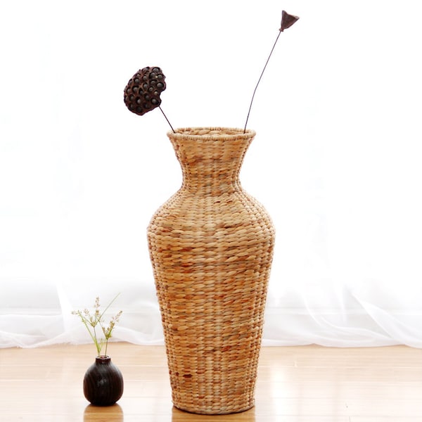 Rustic hand-woven floor vase flower arrangement wedding gift artificial flower    rustic home decor  laundry basket  AUCCRA/sChristmas