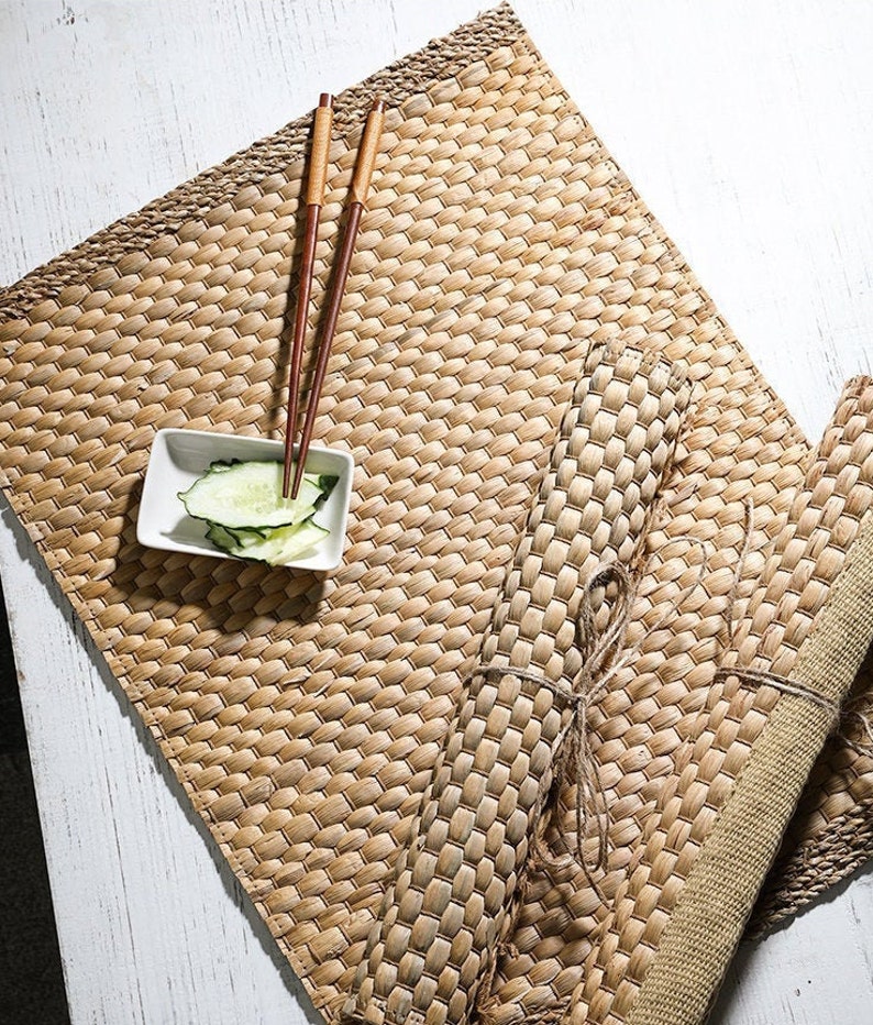 Vintage Handwoven Rectangular Water Hyacinth Placemats/wedding Etsy