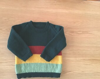 Size 2 100% Australian wool hand knitted child's jumper