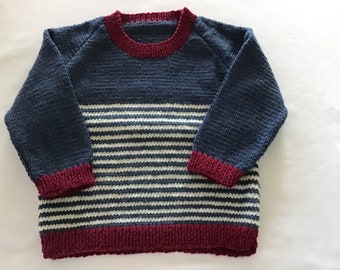 Size 2 100% Australian wool hand knitted child's jumper