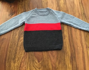 Size 4 100% Australian wool hand knitted child's jumper