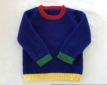 Size 2 100% Australian wool hand knitted child's jumper