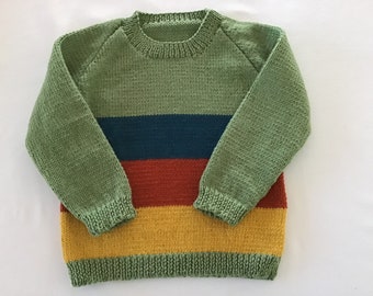 Size 4 100% Australian wool hand knitted child's jumper