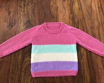 Size 2 100% Australian wool hand knitted child's jumper