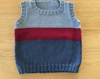 Size 2 100% Australian wool hand knitted child's vest